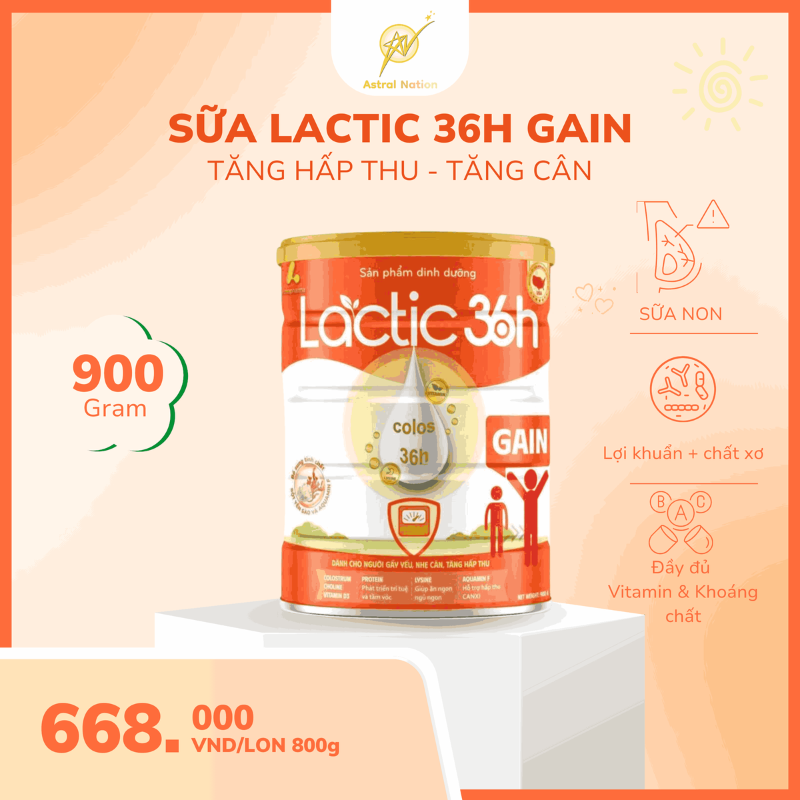Sữa bột Lactic 36h Gain - từ 1 tuổi trở lên