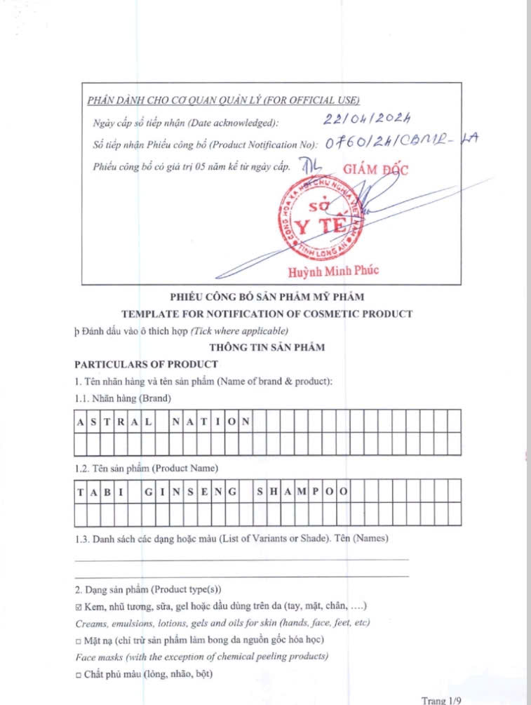 Tabi Ginseng Shampoo- Dầu gội đầu 2 in 1