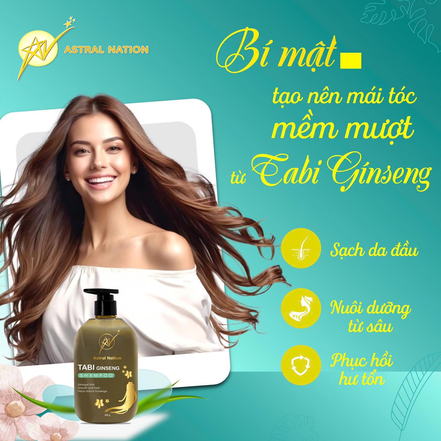 Tabi Ginseng Shampoo- Dầu gội đầu 2 in 1
