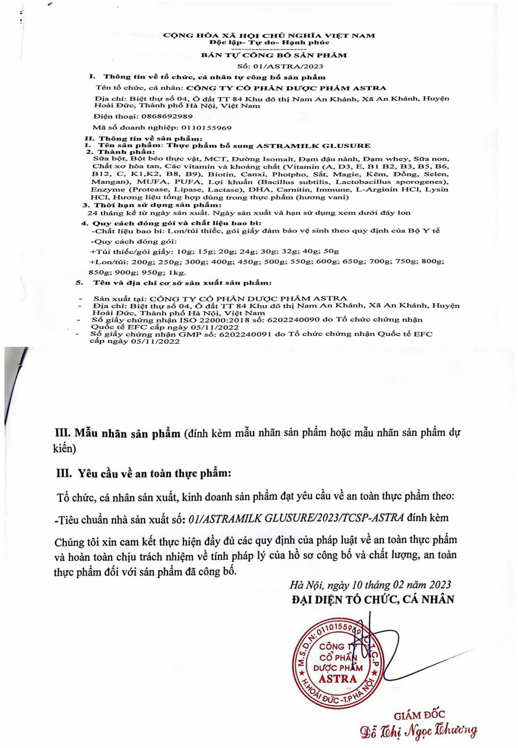 Astramilk Glusure/ 800g