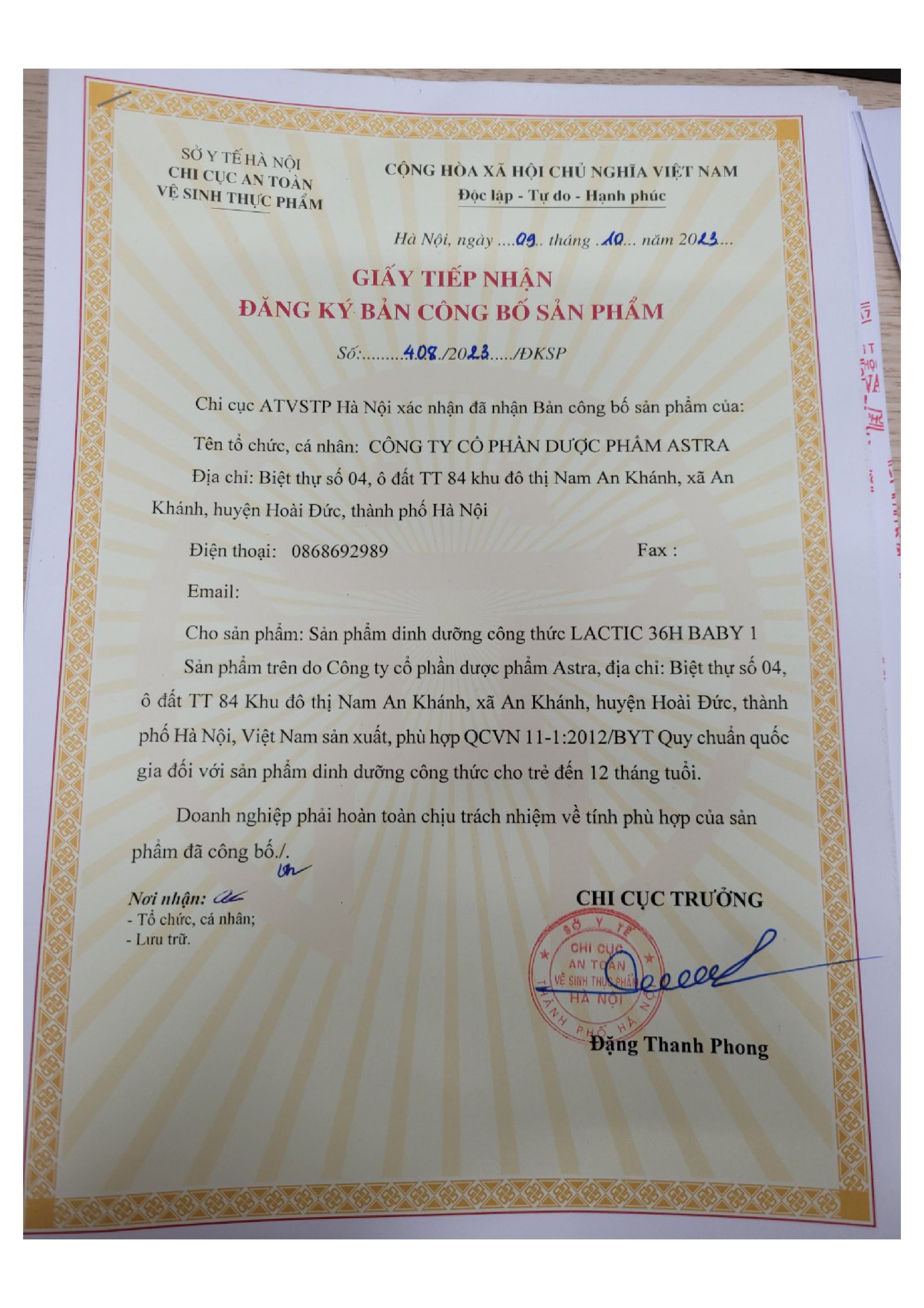 Sữa bột Lactic 36h Baby - từ 0 đến 12 tháng tuổi